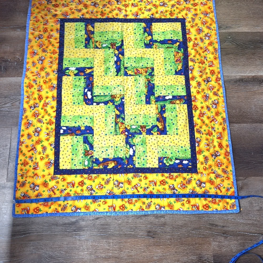 Handmade Colorful Patchwork Quilt, 34 X 44 Inches